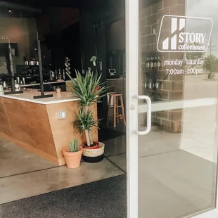 the entrance to the store