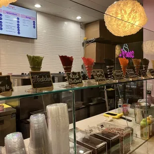 The different ice cream cone flavors and colors