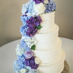 Flower Cascade Wedding Cake
