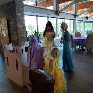 Belle and Elsa arriving in character. Great job ladies!