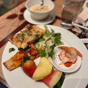 Flatbread of the Day  Fresh Seasonal Sliced Fruits and Berries Shrimp Caesar Salad