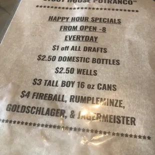 a menu for a special occasion