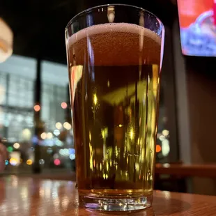 Locally brewed beer on tap.