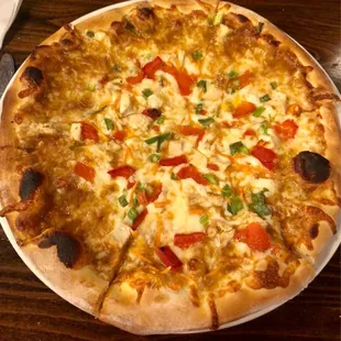 Wood fired chicken Thai pizza