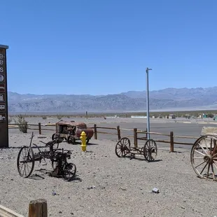 a fire hydrant and wagons