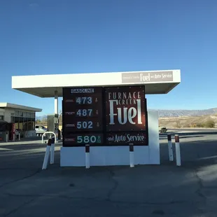 Furnace Creek gas station prices as of 11/25/18
