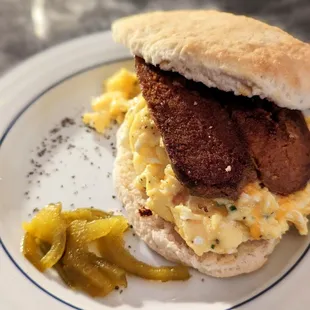 Chorizo sausage, egg and cheese biscuit