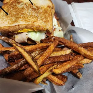 My giant Turkey Club and Fresh cut fries