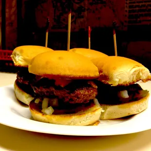 two burgers on a plate
