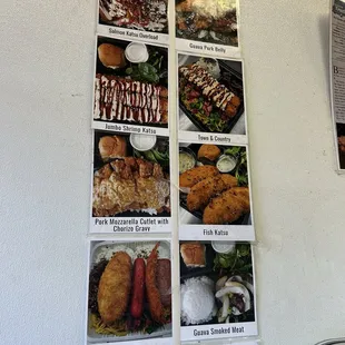 Menu photos on wall