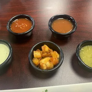 Salsas that came with our street tacos