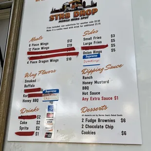 Str8 Drop food truck menu on 9/16