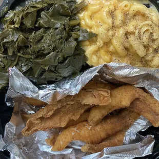 Perch w/ Collard greens and Mac &amp; Cheese