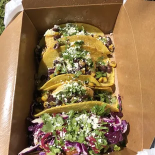 Handmade tacos - family favorite was the Black Bean pepper! Also shown is the crispy potato taco.