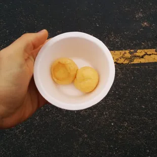 a person holding a bowl of food