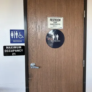 Employees have to open the door as it&apos;s kept locked; there are 2 gender neutral restrooms behind this door