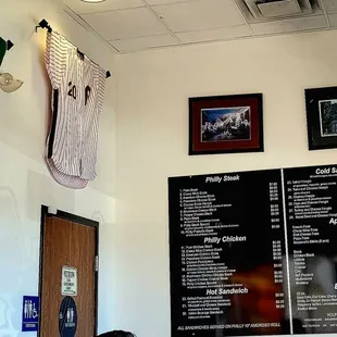 the menu and price list