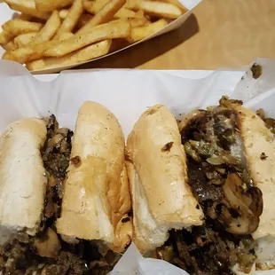North Philly - Cheesesteak with mushrooms, bell peppers and provolone - added jalapenos