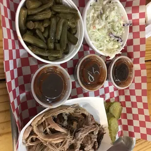 Pulled pork, Cole slaw and green beans