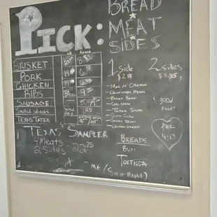 ows a blackboard with a menu on it