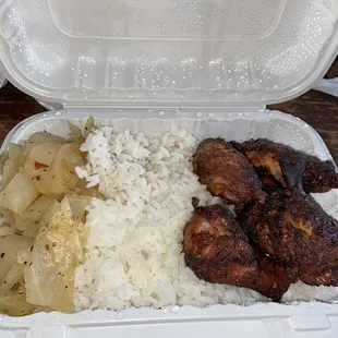 Jerk Wings, White Rice &amp; Fried Plantains
