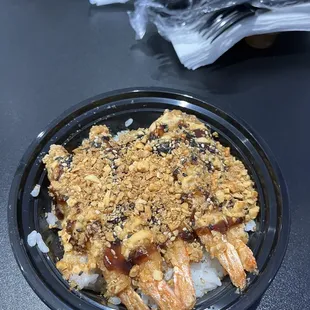 Shrimp tempura bowl