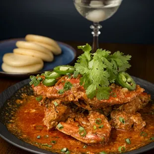 Chili Crab-
A Famous Singaporean Favorite! 
Fresh, Shell On, Live Dungeness Crab