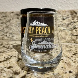 Free shot glass (came with the tour) and a jar of whiskey peach jam I bought at the gift shop