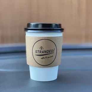 a cup of coffee on a table