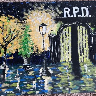 Artwork bought at Strange Brew a few years ago.  A reference to the video game, Resident Evil.