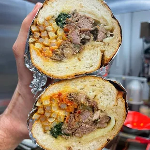two halves of a sandwich