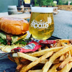 a burger and fries