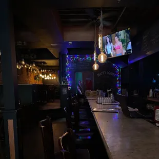 a bar with neon lights