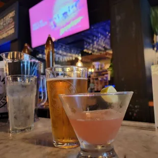 A beer and one of their LGBT specials for June, the cosmo.