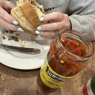 Cheese steak, hold the peppers and bring your own!  Blam!!