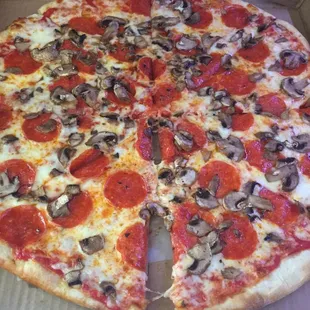 Pizza is Okay. The dough is too chewy for me.