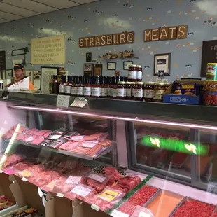 a display of meats