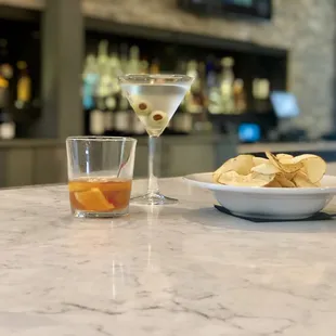 Cocktails and snacks