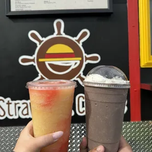 Passion Swan frozen lemonade and Shambles frappe.