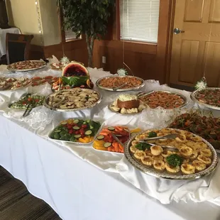 The buffet table.