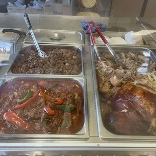 Picadillo/ropa viejo, roast pork
