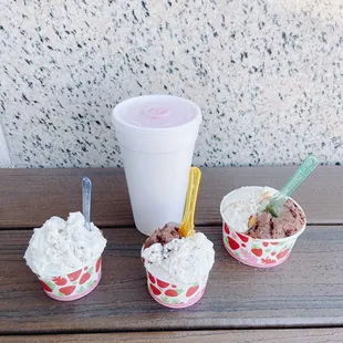 2 smalls, 1 large and 1 smoothie