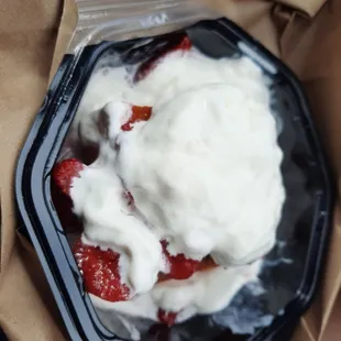 Strawberry shortcake (to go - Whipped topping had started to melt.)