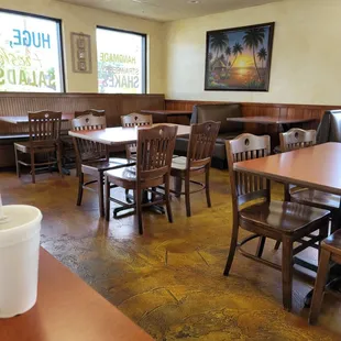 tables and chairs in a restaurant