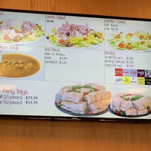 Menu/bigger platters salads soups