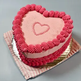 a heart shaped cake on a napkin