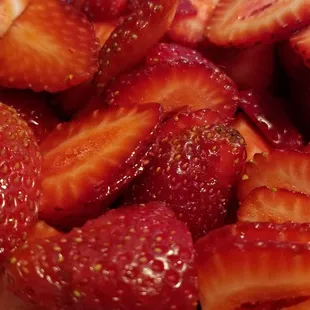 Not even one unripe strawberry in the whole three baskets. So sweet that added sugar is not needed.