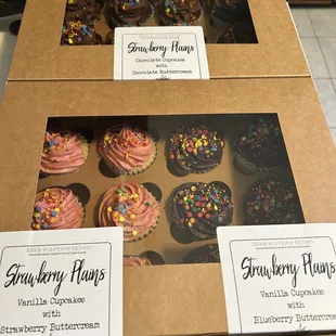 A variety of beautifully decorated cupcakes from Strawberry Plains Patisserie.