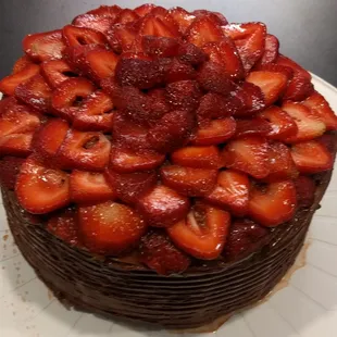 Chocolate Strawberry Truffle Cake