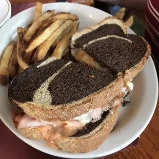 a sandwich and fries